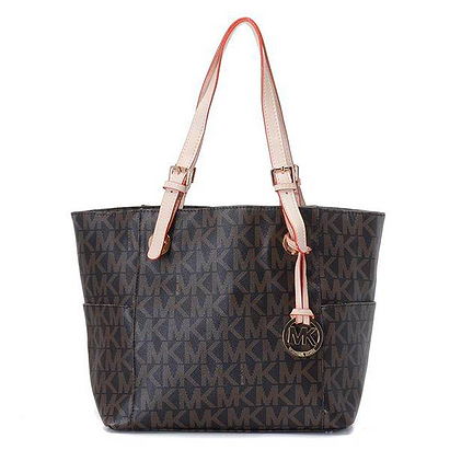 Michael Kors Jet Set MK Logo-print Signature Tote Brown