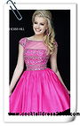 Sherri Hill 32267 Jeweled Cap Sleeves Fuchsia Homecoming Dress 2016