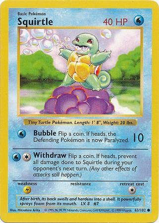 Pokemon - Squirtle - Basic 63/102 - Shadowless