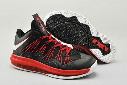 Nike LeBron X 10 Low Black Total Crimson Mens New Shoes 