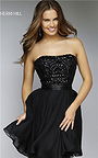 Affordable Sherri Hill 1961 Beaded Strapless Short Black Cocktail Dress Cheap