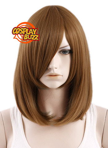 40CM Heat Resistant Medium Straight Light Brown Cosplay Hair Wig TBZ92
