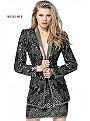 2017 Black/Gold/Silver Sequined Long Sleeve V Neck Blazer And Beaded Short Dresses Two Piece Latest Sherri Hill 51368