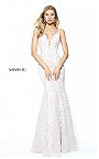 2017 Sherri Hill 50938 Floral Ivory/Nude Appliques Lace Gown Trumpet Skirt