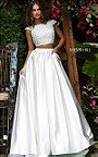 Gorgeous Ivory Stone Long 2 Piece Party Gown From Sherri Hill 50088