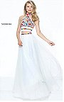 Colored Embroidery Ivory 50870 Sherri Hill Beaded Halter 2 PC Long Dress