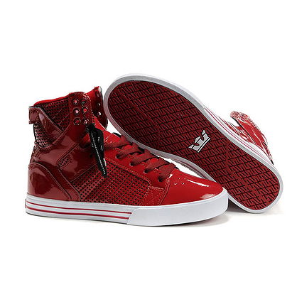 Supra Skytop Red Perf White High Skate Shoes