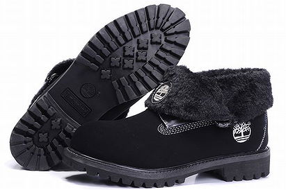 Mens Timberland Roll Top Boots With Second Floor And Wool Black 