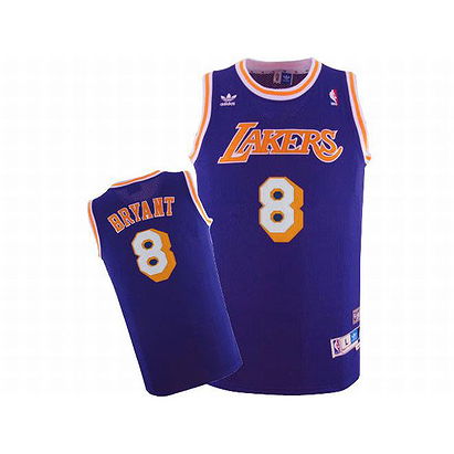 Lakers Kobe Bryant #8 Adidas Purple Jersey Yellow White Number