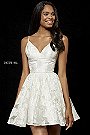 Sherri Hill Ivory V Neck 52385 Floral Patterned Homecoming Gowns 2018 [Sherri Hill 52385 Ivory] - $230.00