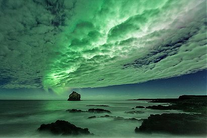 Iceland Frozen Seas with Aurora Burealis