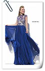 Navy Sherri Hill 1933 Beaded Scoop Neck Open Back Chiffon Layered Long Party Dress