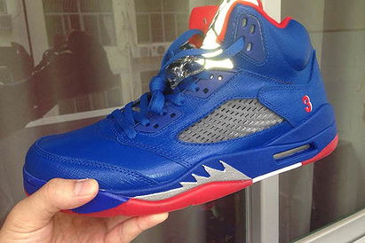 Michael Jordan 5 CP3 Chris Paul Metallic Silver/Game Royal/Gym Red Basketball Shoes