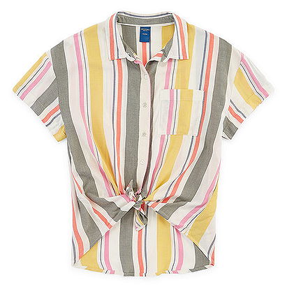 Arizona Girls Short Sleeve Button-Front Shirt Preschool / Big Kid, Color: French Ivory - JCPenney