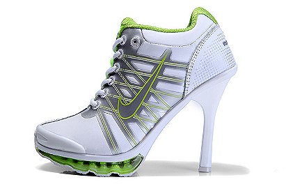 Nike Air Max White & Metallic Colorways Heels (Silver/Lime)