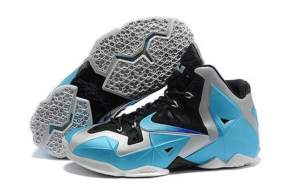 King James LeBron 11 Black/Silver/Blue Nike Shoes For Men