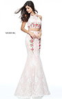 2017 Sherri Hill 51084 Floral Embroidered Halter 2 Piece Mermaid Gown Outlet