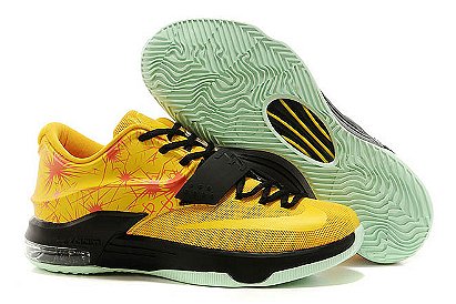 KD 7 VII Nike NBA Kevin Durant Training Shoes Tour Yellow/Black/Red with Medium Mint