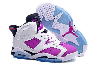 Nike Air Jordan 6 VI Girls Vivid Pink/Black/White Athletic Shoes 