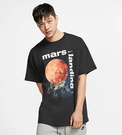 NEW Nike Men's Size Large Mars Landing Black T Shirt Tee Space Loose Fit NASA