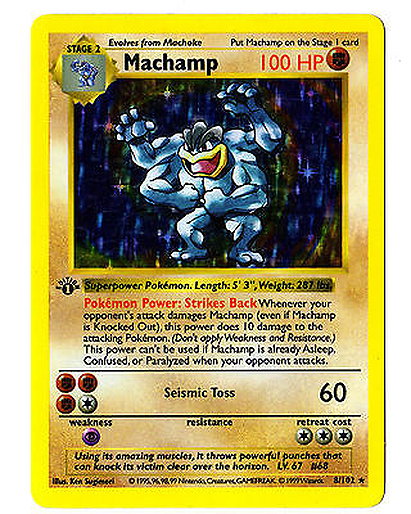 Pokemon - Machamp - Basic 8/102 - Shadowless - 1st Edition