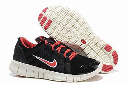 Nike Free Powerlines Premium Running Shoe Black Sport Red Mens 