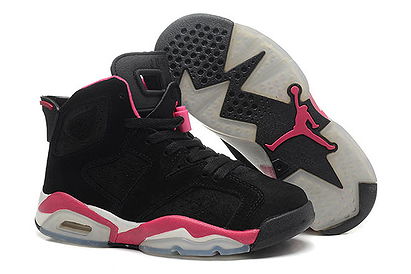 Pink Black and White Color Air Jordan 6 VI Suede Lady Trainers