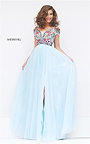 Multi Color 50151 From Sherri Hill Light Blue Beaded Open Back Prom Dress