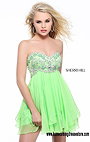 Cheap Sherri Hill 3868 Beaded Strapless Green Chiffon A-line Mini Party Dress