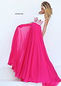 Fuchsia Long Floral Accented Chiffon Sherri Hill Style 50410 Prom Dress