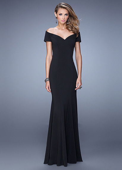 Black Sleeved Long La Femme 21085 Evening Gown