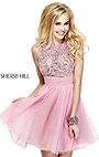 Sherri Hill 11032 Pink V-back Beaded Chiffon A-line Homecoming Dress 2014
