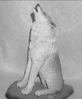 Wolf Howling Pottery Statue