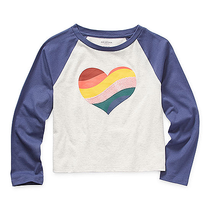 Arizona Little & Big Girls Round Neck Long Sleeve Graphic T-Shirt - JCPenney