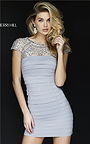 Beaded Silver Bandage Mini Cocktail Dresses By Sherri Hill 32282 On Sale