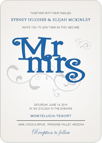 Mr And Mrs artistic Wedding Invitations HPI001