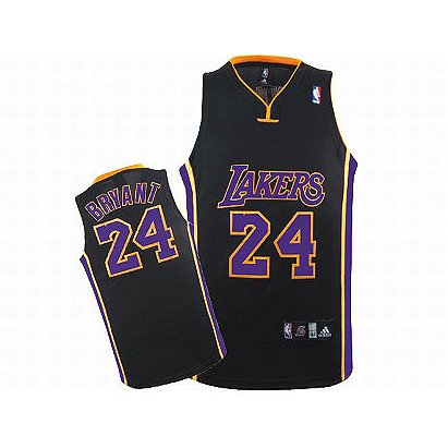 Adidas Lakers Bryant #24 Black NBA Jersey Purple Yellow Number
