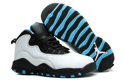 Air Jordan Retro 10 Sneakers Women Size-Color: White/Dark Powder Blue &Black