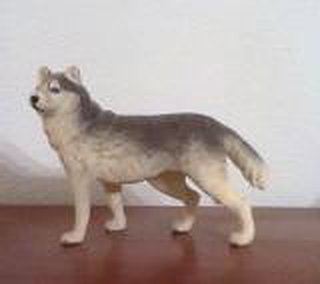 Wolf Flocked Figurine - Large Male Wolf, Vintage