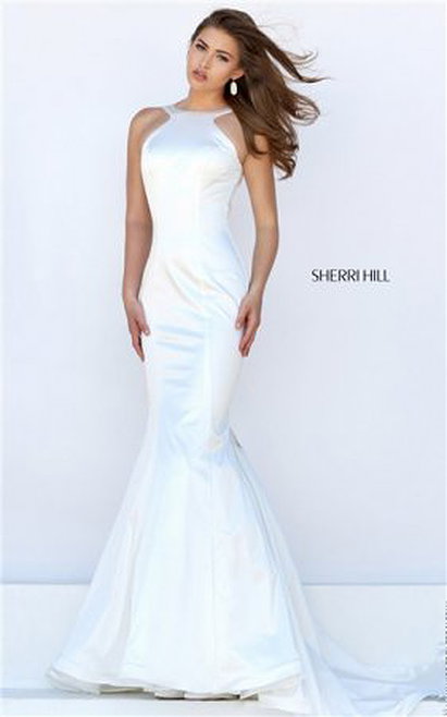 Mermaid Ivory 2016 Prom Dress Affordable Halter Backless Sherri Hill 50044