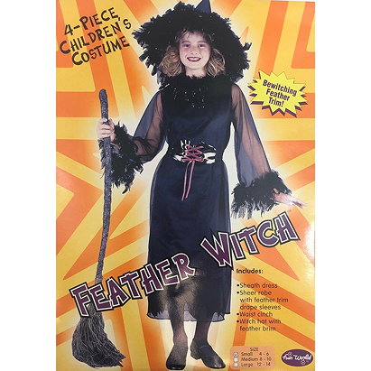 Girl's Fun World Feather Witch Halloween Costume Size Small 4-6