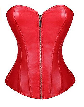 DODOING Waist Training Overbust Corset Top Bustier Party Costume with Zipper