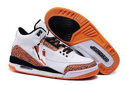 Men's Air Jordan 3-White-Black/Team Orange Shoes