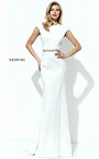 Jeweled Sherri Hill Style 50646 Prom 2016 Slim Open Back Ivory Long Gown