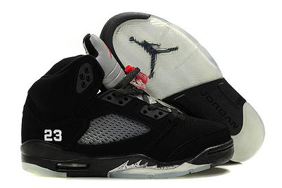 Kid Nike Retro Jordan 5 Sale Black Grey and White