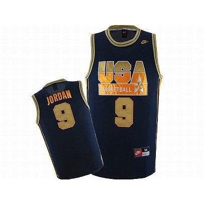 Nike Jordan #9 USA Team Blue Jersey Gold Number