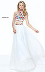 2 PC Halter Style 50870 Multi Embroidered Ivory Sherri Hill Beaded Prom Dress