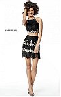 Two Piece Sherri Hill 51476 High Neck 2017 Colorful Beaded Pattern Short Black/Multi Party Dresses