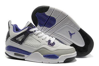 Jordan 4 Retro - White/Purple-Neutral Grey Nike Womens Size Shoes