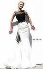 Sherri Hill 32036 Beaded V-Back Black/Ivory Mermaid Prom Dress 2015